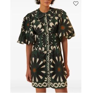 Farm Rio Floral Ainika Puff Sleeve Peter Pan Collar Dress Small